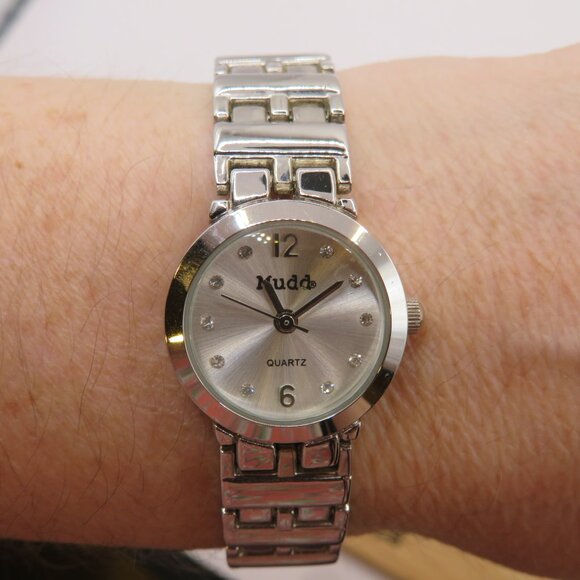 Mudd Watch Ladies SIlver Tone Rhinestones - Picture 3 of 7